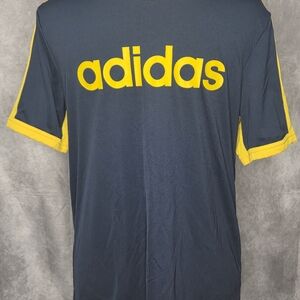Adidas Boys Dark Blue Tee with Yellow Accents